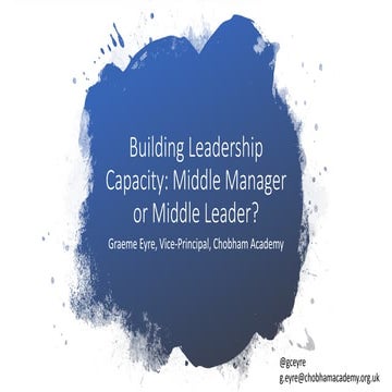 Building Leadership Capacity - Middle Leader or Manager