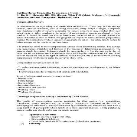 Building market competitive compensation system