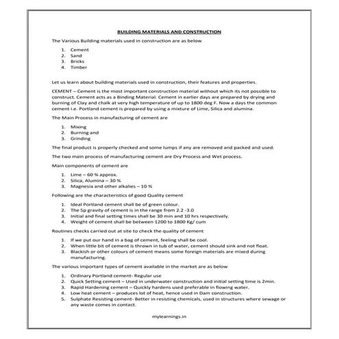 Building materials in construction