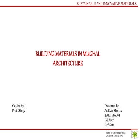Building materials in mughal architecture