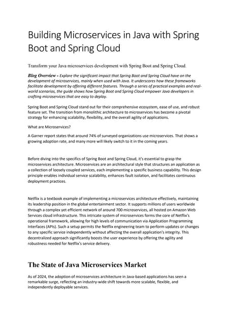 Building Microservices in Java with Spring Boot and Spring Cloud