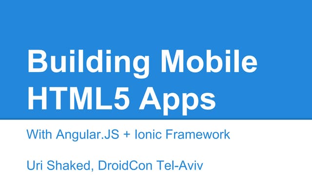 HTML5 App Skills for Android Developers