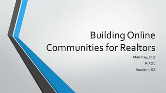 Building Online Communities for Realtors