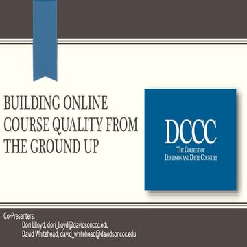 Building Online Course Quality From The Ground Up