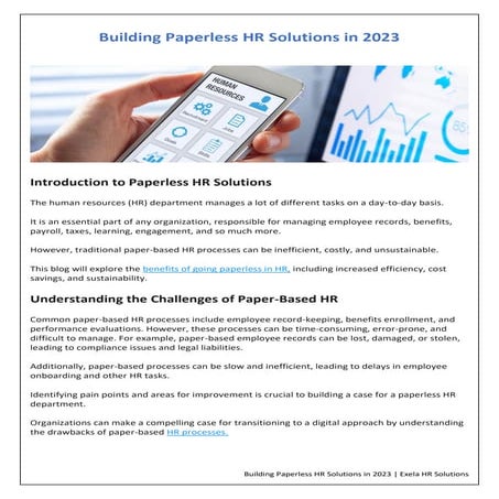 Building Paperless HR Solutions in 2023 | PDF