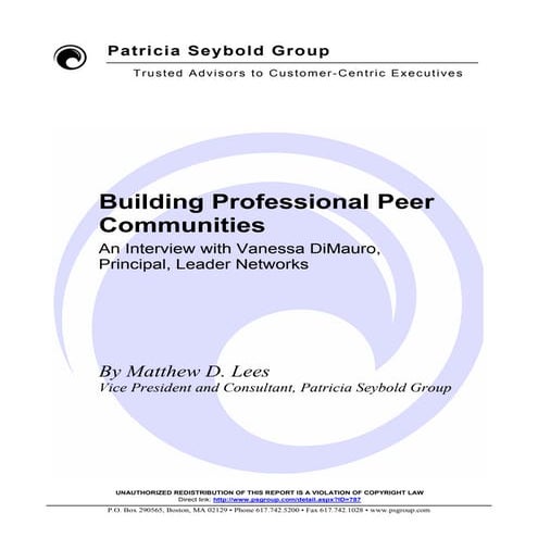 Building Professional Peer Communities