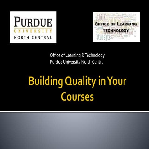 Building Quality into Your Courses