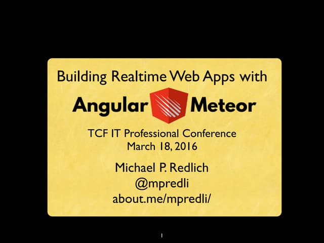 Building Realtime Web Apps with Angular and Meteor