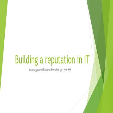 Building a reputation in IT