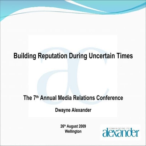 Building Reputation 1st September 2009