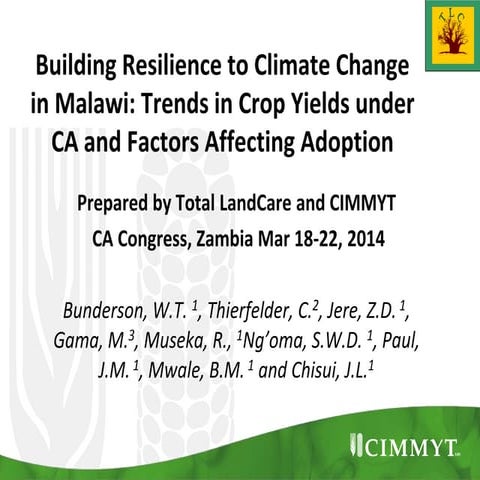 Building resilience to climate change in Malawi trends in crop yields under c...