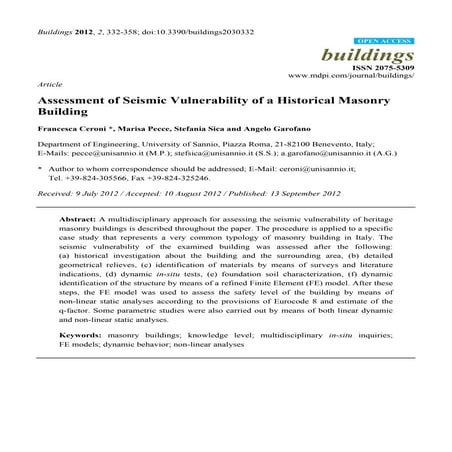 Seismic vulnerability assessment using field survey and Remote Sensing ...