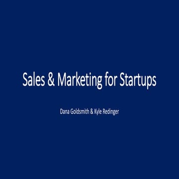 Sales and Marketing for Startups