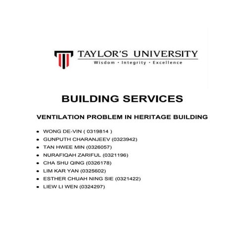 Building Services 1 - Ventilation in Heritage Building