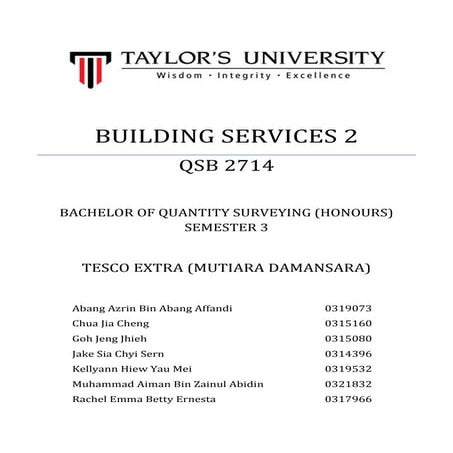 Building Service 2 Report on Tesco Extra