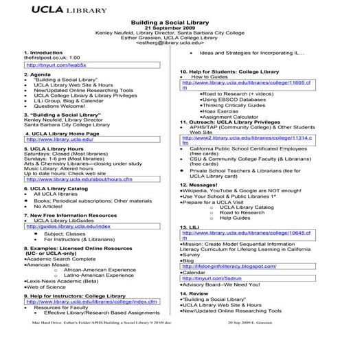 Building Social Library Outline 9 20 09