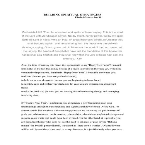 Building Spiritual Strategies