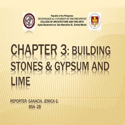 Building stones, gypsum and lime