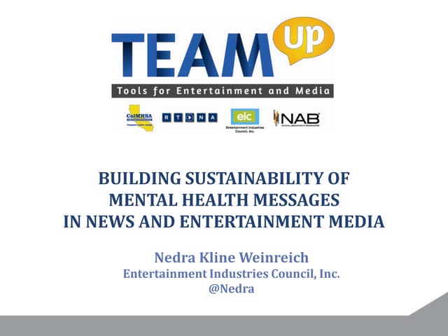 Building Sustainability of Mental Health Messages in News and Entertainment Media