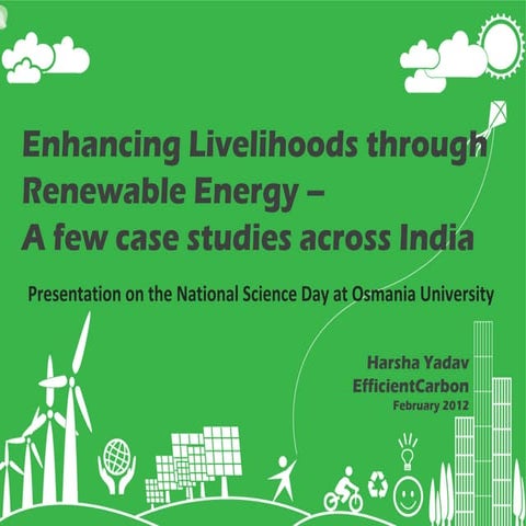 Building sustainable livelihoods through renewable energy cases EfficientCarbon