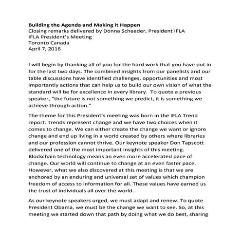 Building the agenda and making it happenasdelivered