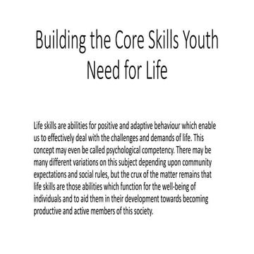 Building the core skills youth need for life