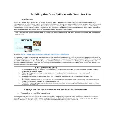 Building the core skills youth need for life