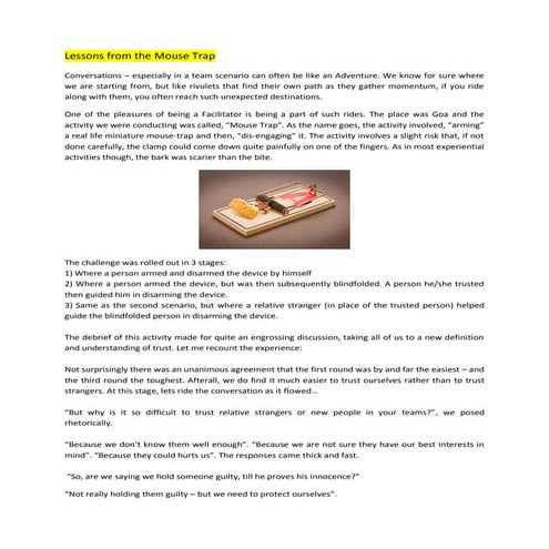 Building trust in teams