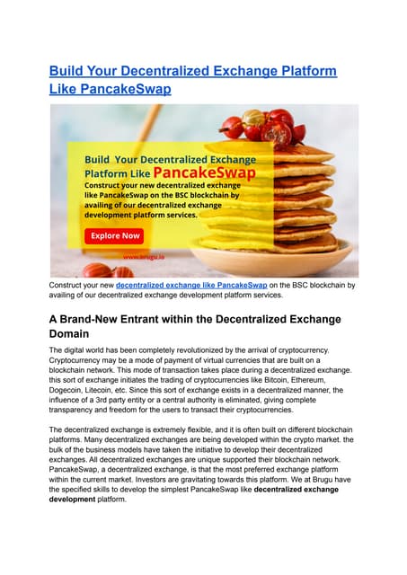 Build your decentralized exchange platform like pancake swap