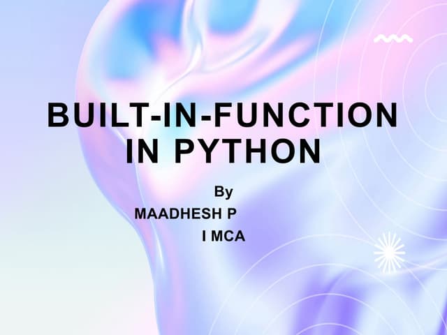 Built-In-function python basics pre defined function | PPTX