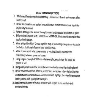 Built environment important questions - IP Univ