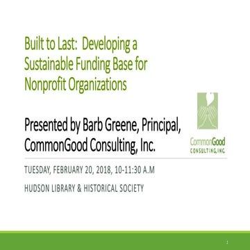 Built to Last - Creating Sustainable Nonprofits