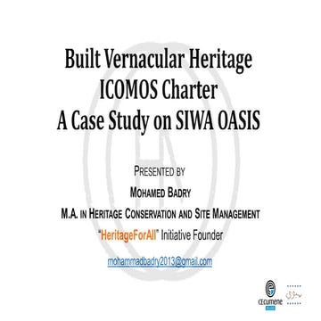 ICOMOS Charter on Built Vernacular Heritage: A Case Study on Siwa Oasis