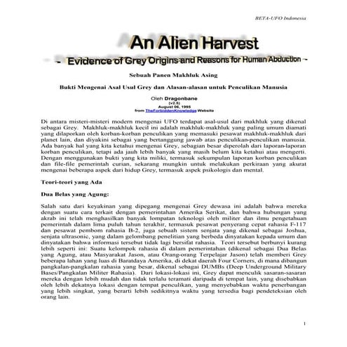 Bukti Mengenai Asal Usul Grey dan Alasan-alasan untuk Penculikan Manusia