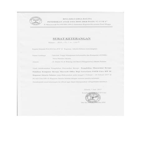 BUKTI SURAT KETERANGAN  JANUARI 2017