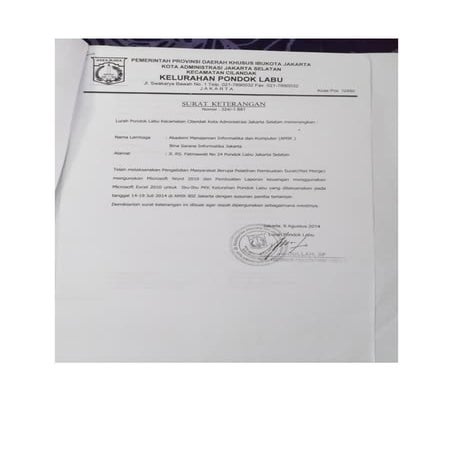 BUKTI SURAT KETERANGAN DAN ST JULI 2014