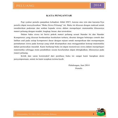 Buku Ajar Peluang untuk SMA Kelas XI Bahasa