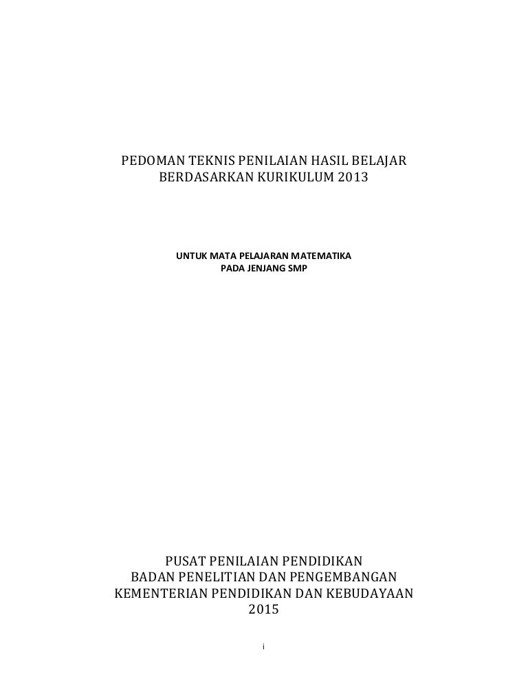 Buku Pedoman Penilaian Smp Matematika