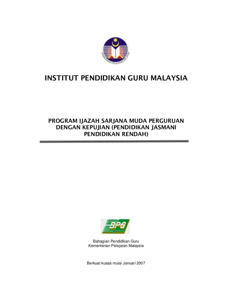 Buku program pismp pendidikan jasmani dengan kepujian