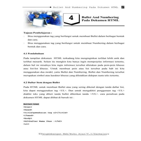Bulet dan Numbering HTML pada Pemrograman Website