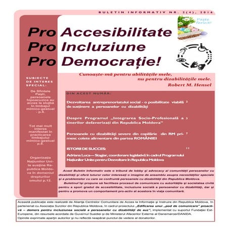 Pro Accesibilitate, Pro Incluziune, Pro Democratie nr.2(4)/2016