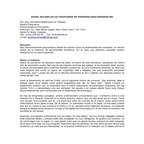 Bulimia en un trastrno limite de la personalidad