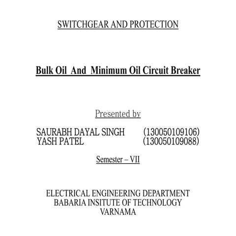 Bulk oil and min oil circuit breaker