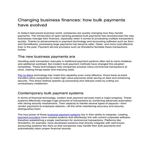Embracing change: The expanding role of bulk payments in business