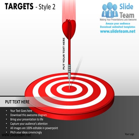 Bullesys darts targets design 2 powerpoint ppt templates.