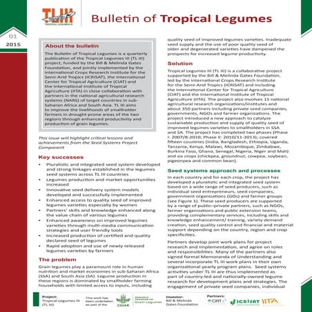 First bulletin of the quarterly publication of Tropical Legumes III (TL III) ...