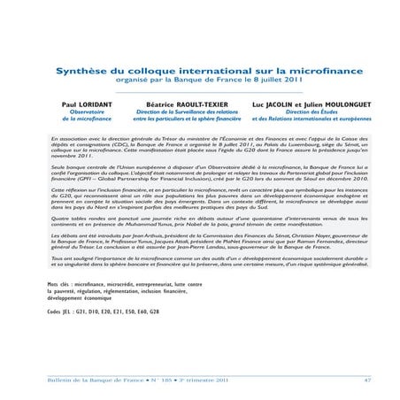 Bulletin bd f synthese colloque international microfinance_etude 185-4