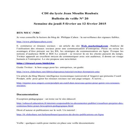 Bulletin de veille n20