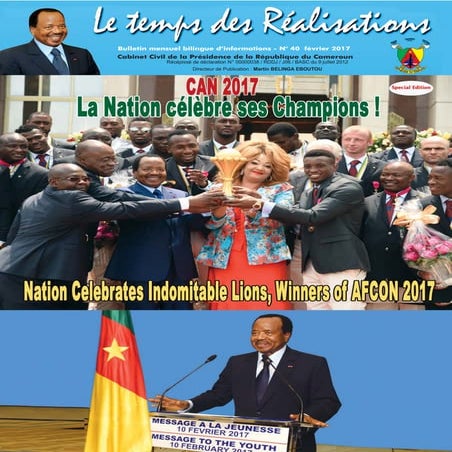 Paul Biya - Président du Cameroun - Bulletin n°40 du mensuel bilingue d'infor...