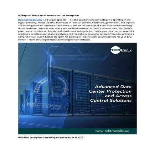 Comprehensive Guide to Bulletproof Data Center Security for UAE ...